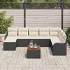 vidaXL Conjunto de Sofá de Jardim com almofada 9 pcs Preto vime PE