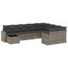 vidaXL 10 pcs conjunto sof&aacute;s de jardim c/ almofad&otilde;es vime PE cinzento
