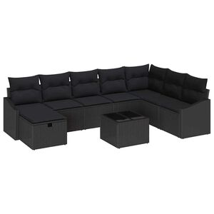 vidaXL Conjunto de Sof&aacute;s com almofada 8 pcs vime PE