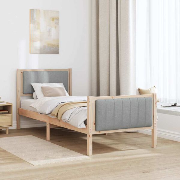 vidaXL Estrutura da cama Marrom e cinza claro 75 x 190 cm