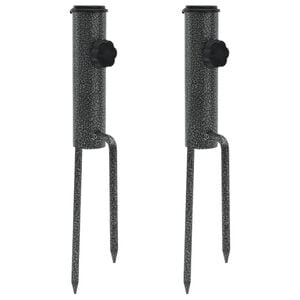 vidaXL Suportes de guarda-sol c/ espig&otilde;es 2 pcs 9x35cm a&ccedil;o galvanizado