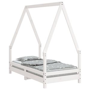vidaXL Estrutura de cama infantil 70x140 cm pinho maci&ccedil;o branco