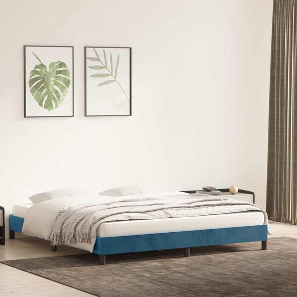 vidaXL Estrutura de cama sem colchão 180x210 cm veludo azul-escuro