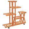 vidaXL Suporte de plantas com rodas 95x25x101 cm abeto maci&ccedil;o