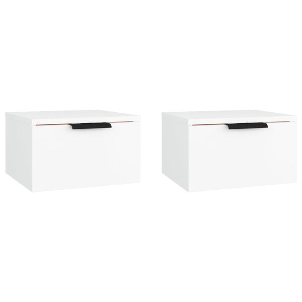 vidaXL Mesas de cabeceira montagem na parede 2 pcs 34x30x20 cm branco