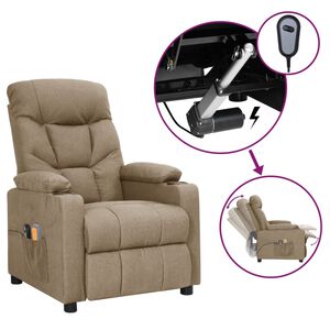 vidaXL Poltrona de massagens el&eacute;trica reclin&aacute;vel tecido cinza-acast.