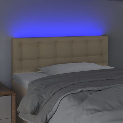 vidaXL Cabeceira de cama c/ luzes LED tecido 90x5x78/88 cm cor creme