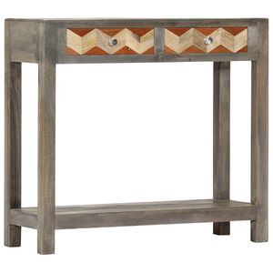 vidaXL Mesa consola 86x30x76 cm madeira de mangueira maci&ccedil;a cinzento