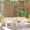 vidaXL 7 pcs conj. lounge de paletes p/ jardim com almofad&otilde;es pinho
