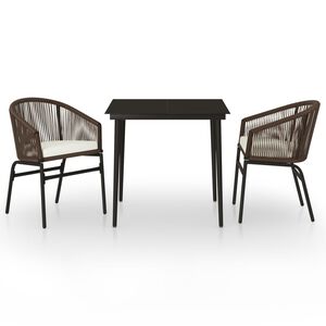 vidaXL 3 pcs conjunto de jantar para jardim castanho