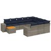 vidaXL Conjunto de sof&aacute; de jardim com 11 pe&ccedil;as e almofadas em rattan sint&eacute;tico cinza