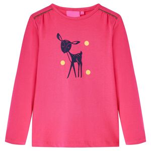 vidaXL T-shirt de manga comprida para crian&ccedil;a rosa-choque 104
