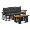 vidaXL Conjunto de Sof&aacute; de Jardim 4 unid. Preto e Cinza Escuro vime PE