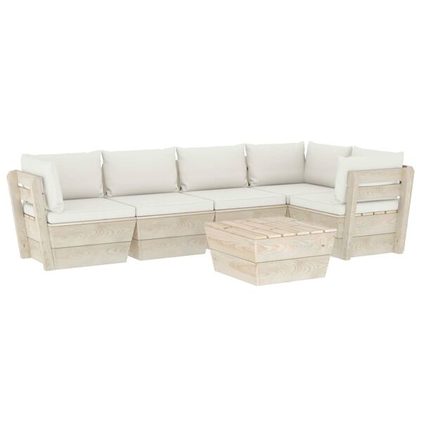 vidaXL 6 pcs conjunto lounge de paletes + almofad&otilde;es madeira de abeto