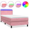 vidaXL Cama box spring c/ colch&atilde;o e LED rosa 80x210 cm veludo