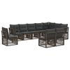 vidaXL Conjunto de Sof&aacute; de Jardim 10 unid. Cinzento vime PE