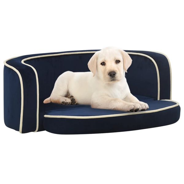 vidaXL Sof&aacute; p/ c&atilde;es dobr&aacute;vel 73x67x26 cm almofad&atilde;o de pel&uacute;cia azul