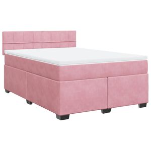 vidaXL Cama com molas/colch&atilde;o 140x200 cm veludo rosa-escuro