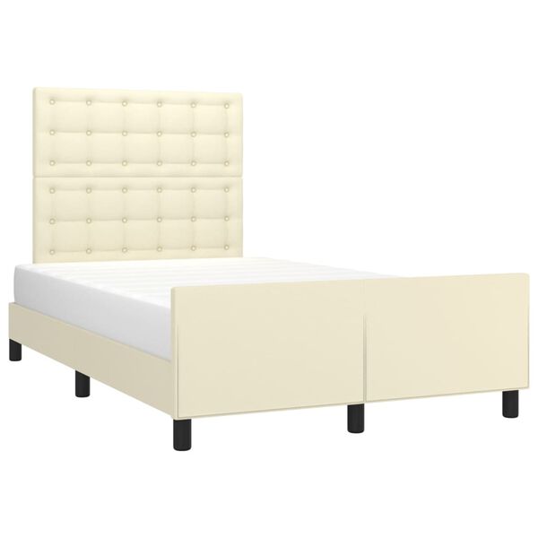 vidaXL Estrutura de cama c/ cabeceira couro artificial 120x200cm creme