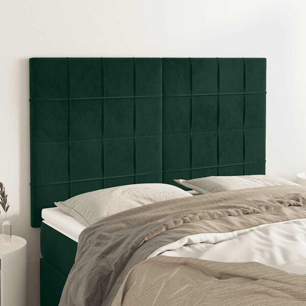 vidaXL Cabeceira Verde Escuro 144x5x118/128 cm Veludo
