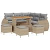 vidaXL Conjunto de Sof&aacute; de Jardim 9 unid. Bege vime PE
