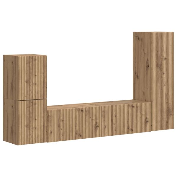 vidaXL Conjunto de m&oacute;vel de TV 4 pcs Carvalho Artesanal