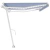 vidaXL Toldo autom&aacute;tico LED e sensor de vento 600x300 cm azul e branco