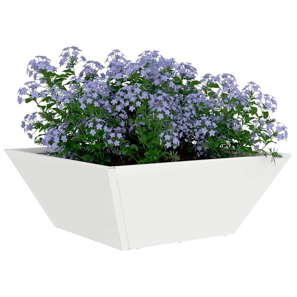 vidaXL Vaso de Jardim Branco 40 x 40 x 15 cm A&ccedil;o laminado a frio
