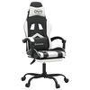 vidaXL Cadeira de gaming c/ apoio p&eacute;s couro artificial preto/branco