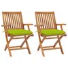 vidaXL Cadeiras jardim c/ almofad&otilde;es verde brilhante 2 pcs teca maci&ccedil;a