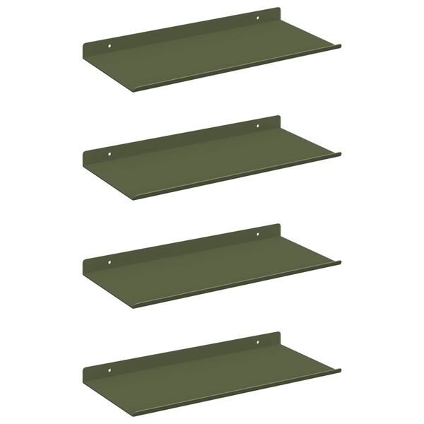 vidaXL Prateleira Flutuante 4 pcs Verde Oliva 40 x 18 x 2,5 cm A&ccedil;o