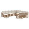 vidaXL Conjunto de Sof&aacute; de Jardim 12 pcs Natural e Branco Creme