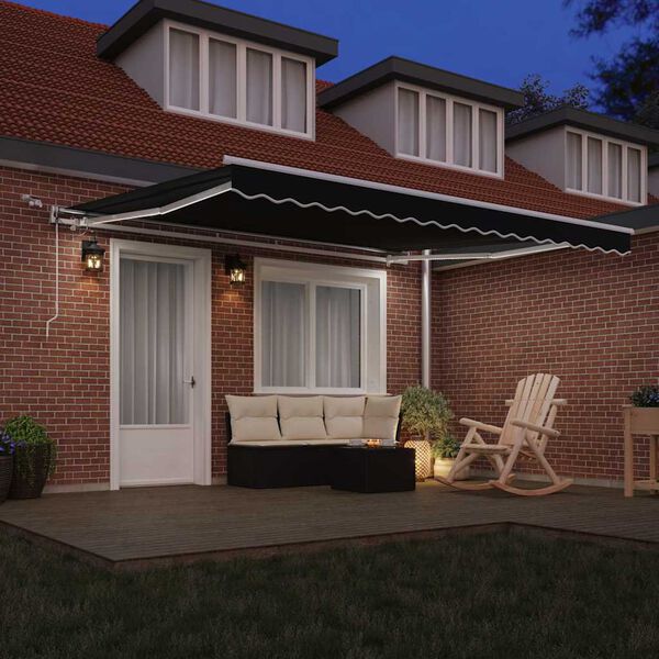 vidaXL Toldo Retr&aacute;til Preto 400 &times; 300 cm Poli&eacute;ster e Metal