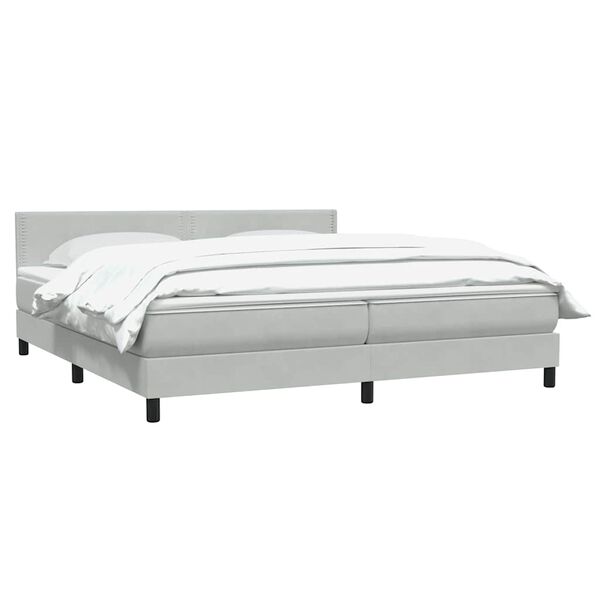vidaXL Cama com molas/colch&atilde;o 180x210 cm veludo cinzento-claro