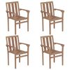 vidaXL Cadeiras de jardim empilh&aacute;veis c/ almofad&otilde;es 4 pcs teca maci&ccedil;a