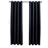 vidaXL Cortinas blackout com argolas 2 pe&ccedil;as tecido preto 137x213 cm
