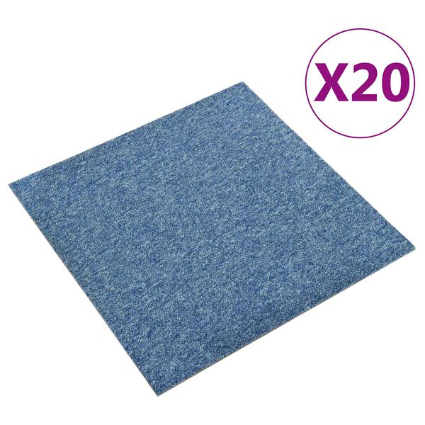 vidaXL Tapete 20 pcs Azul 50 x 50 cm 100% Polipropileno