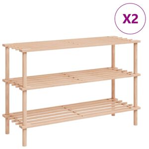 vidaXL Sapateiras com 3 prateleiras 2 pcs madeira de abeto maci&ccedil;a