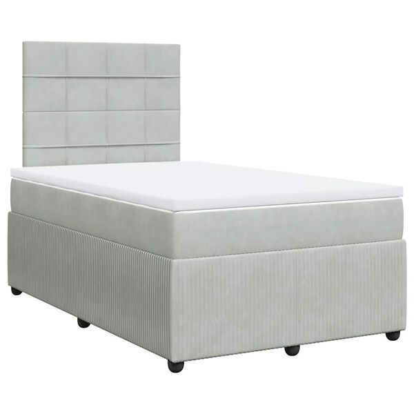 vidaXL Cama boxspring c/ colch&atilde;o 120x200 cm veludo cinzento-claro