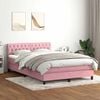 vidaXL Cama com molas/colch&atilde;o 140x210 cm veludo Rosa