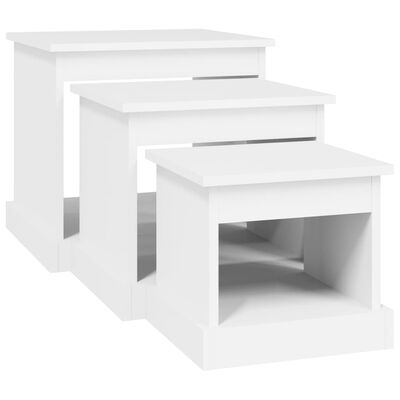 vidaXL Mesas de centro 3 pcs derivados de madeira branco