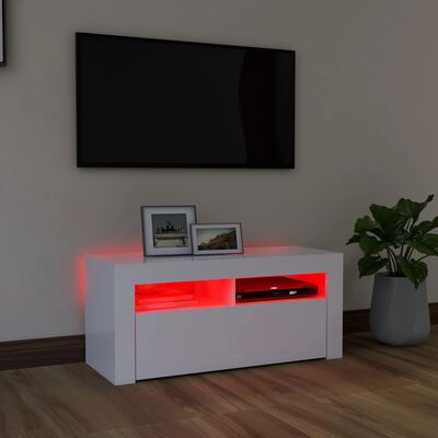 vidaXL Móvel de TV com luzes LED 90x35x40 cm branco