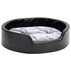 vidaXL Ninho p/ c&atilde;es 69x59x19cm pel&uacute;cia/couro artificial preto e cinza