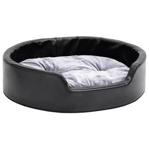 vidaXL Ninho p/ c&atilde;es 69x59x19cm pel&uacute;cia/couro artificial preto e cinza