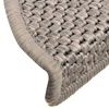 vidaXL Tapetes escada adesivos aspeto sisal 15 pcs 56x17x3 cm prateado