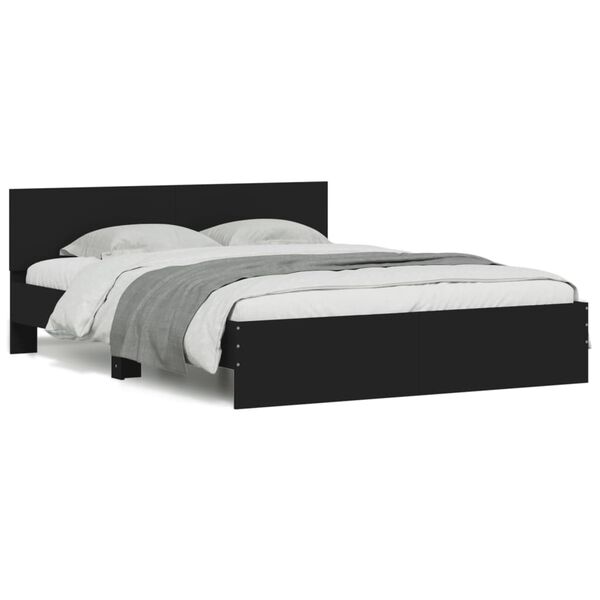 vidaXL Estrutura de cama com cabeceira 140x190 cm preto