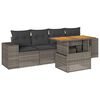 vidaXL 5 pcs conjunto sof&aacute;s de jardim c/ almofad&otilde;es vime PE cinzento