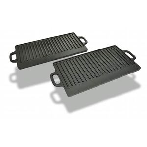 vidaXL Grelhador de ferro fundido revers&iacute;vel 38x23 cm, 2 pcs