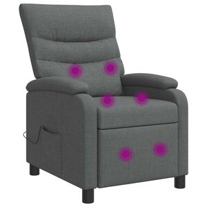 vidaXL Recliner de Massagem Cinzento-Escuro Tecido