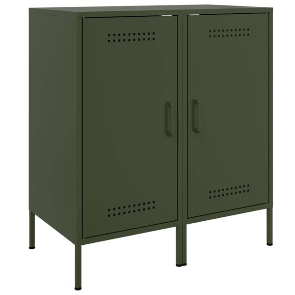 vidaXL Aparadores 2 pcs 36x39x79 cm a&ccedil;o verde-azeitona